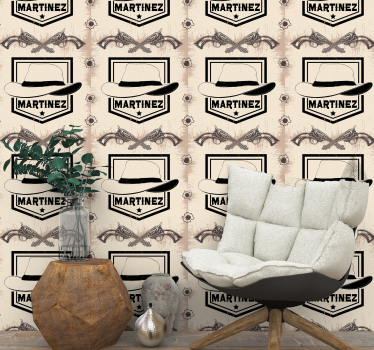 Papel pintado letras diseño de sombrero de vaquero - TenVinilo