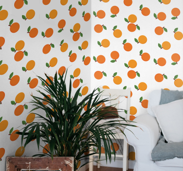 Papel pintado para cocina patrón naranjas - TenVinilo