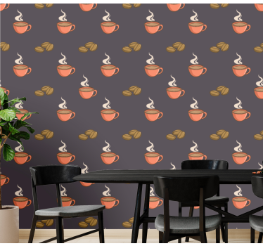 Papel pintado personalizable patrón de la hora del café - TenVinilo